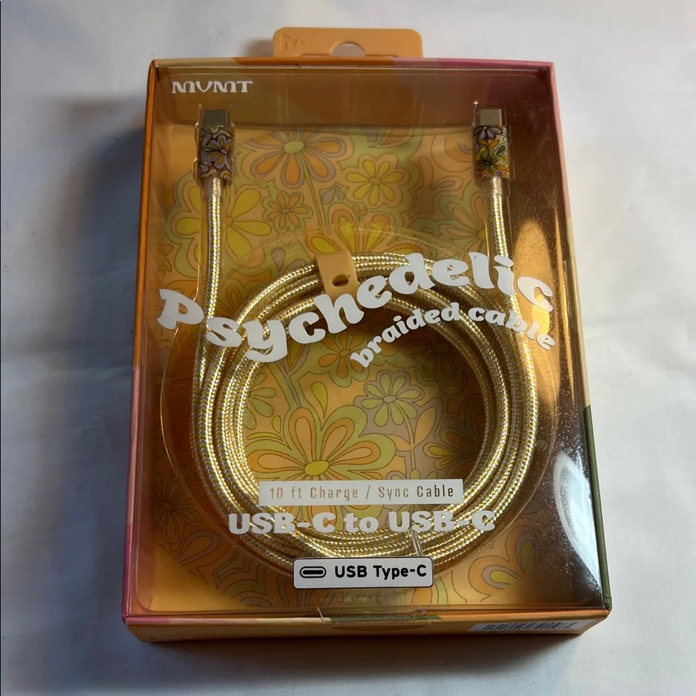 MVMT Psychedelic Braided USB-C Cable - Yellow